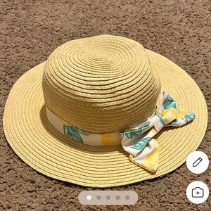 Kids Straw Hat with Bow - Tan and Yellow